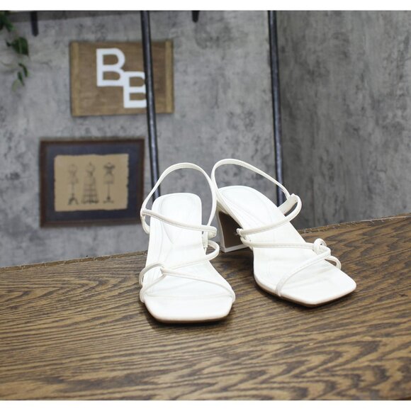 On 34th Womens Cloverr Strappy Block Heels 10018690400 White Smooth 5.5M - Picture 3 of 10